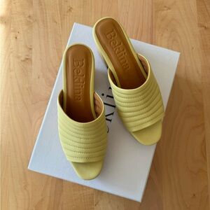 Beklina Ribbed Clog Open Toe 6.5 Pastel Sunshine Leather